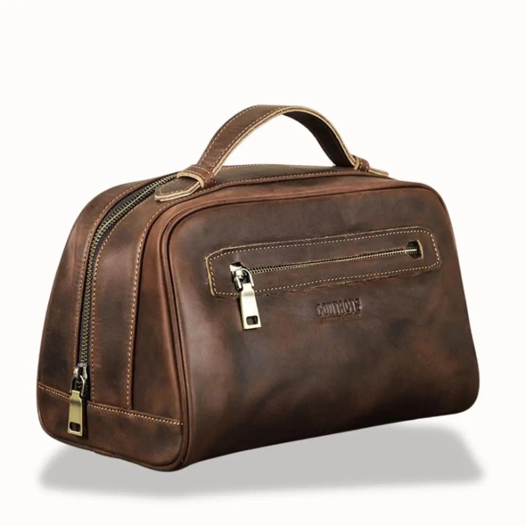 Grande Trousse De Toilette En Cuir De Voyage Pour Homme | Vanity Tailor Café