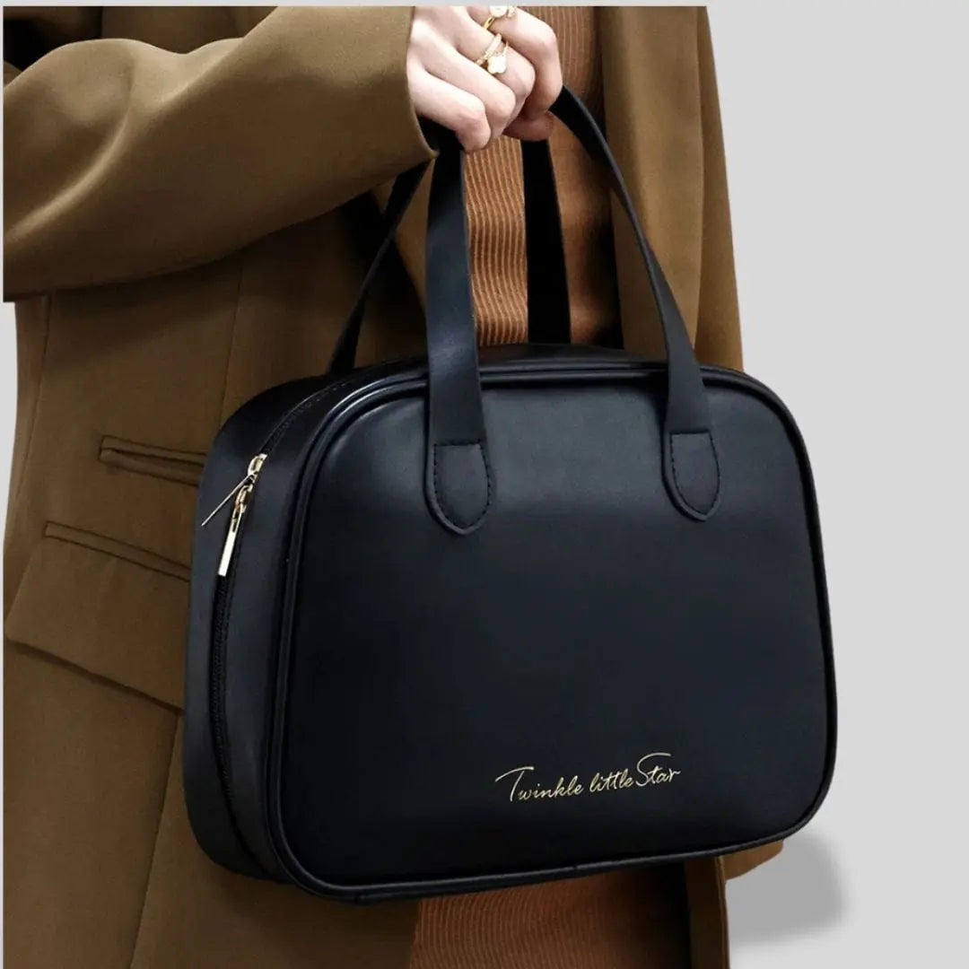 Grande Trousse de Toilette en cuir pour Femme | Vanity Tailor Noir