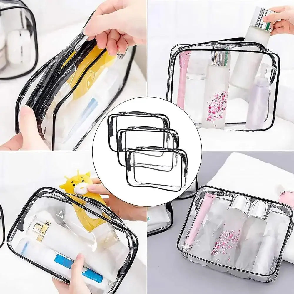 Women Waterproof Zipper Storage Pouch Transparent Cosmetic Bags Toiletry Bag Makeup Case