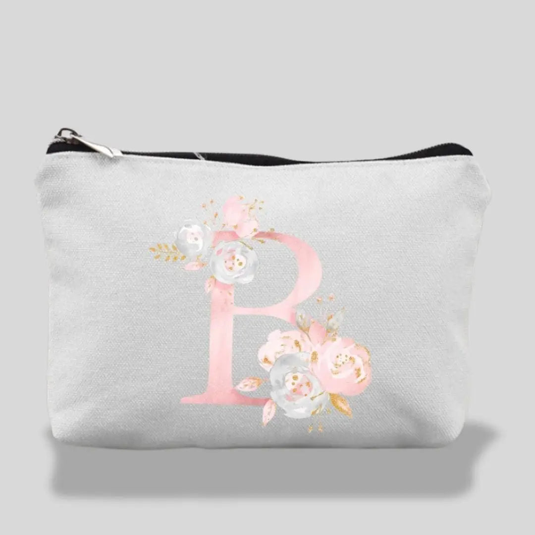 Trousse De Maquillage Pour Fille Lettres Fleur Roses  | Vanity Tailor B