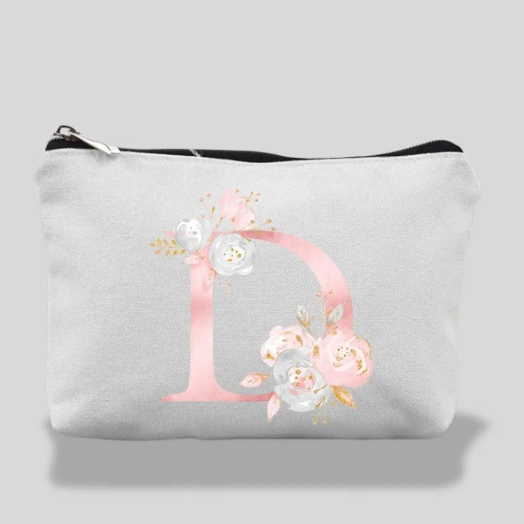 Trousse De Maquillage Pour Fille Lettres Fleur Roses  | Vanity Tailor D