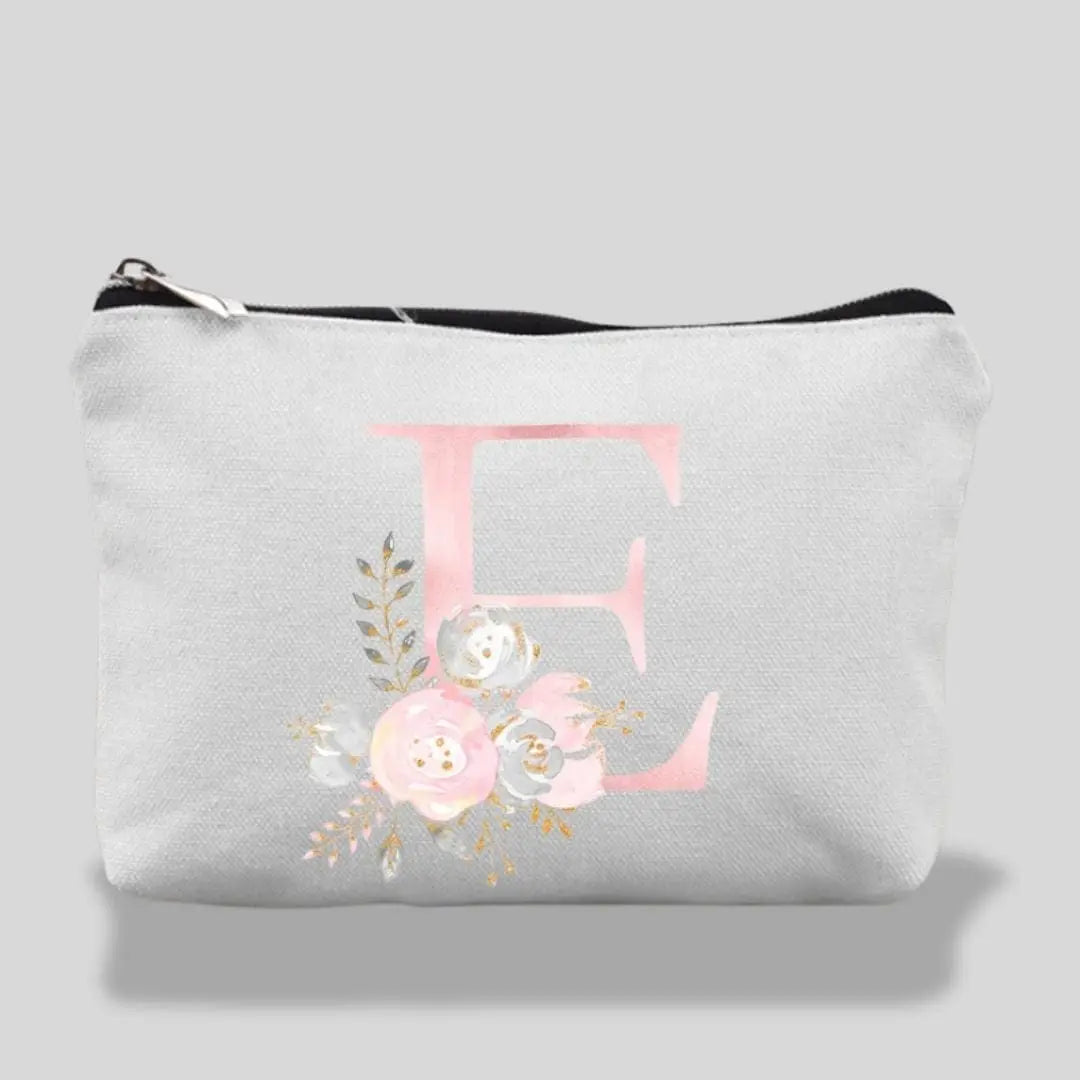 Trousse De Maquillage Pour Fille Lettres Fleur Roses  | Vanity Tailor E