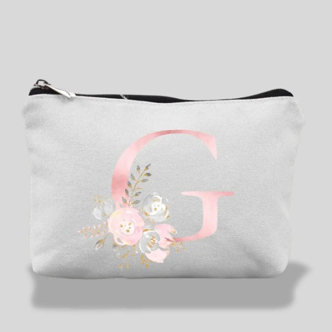 Trousse De Maquillage Pour Fille Lettres Fleur Roses  | Vanity Tailor G