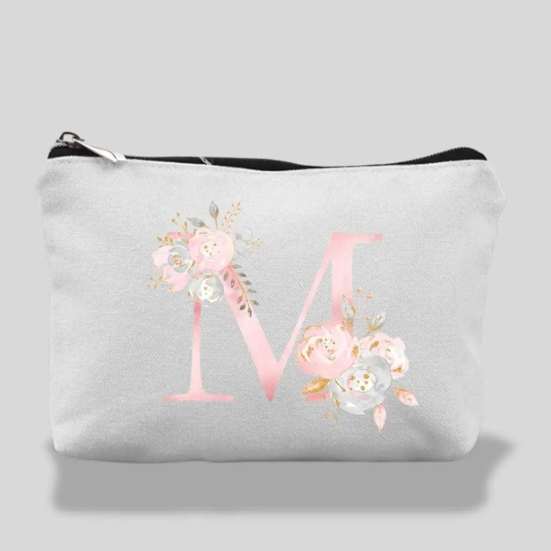 Trousse De Maquillage Pour Fille Lettres Fleur Roses  | Vanity Tailor M