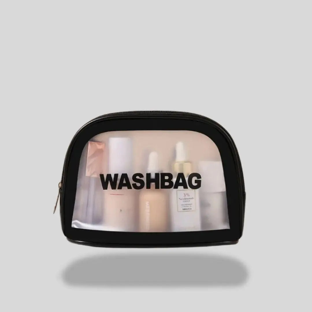 Trousse De Toilette Waterproof Transparente | Vanity Tailor Demi-cercle noir