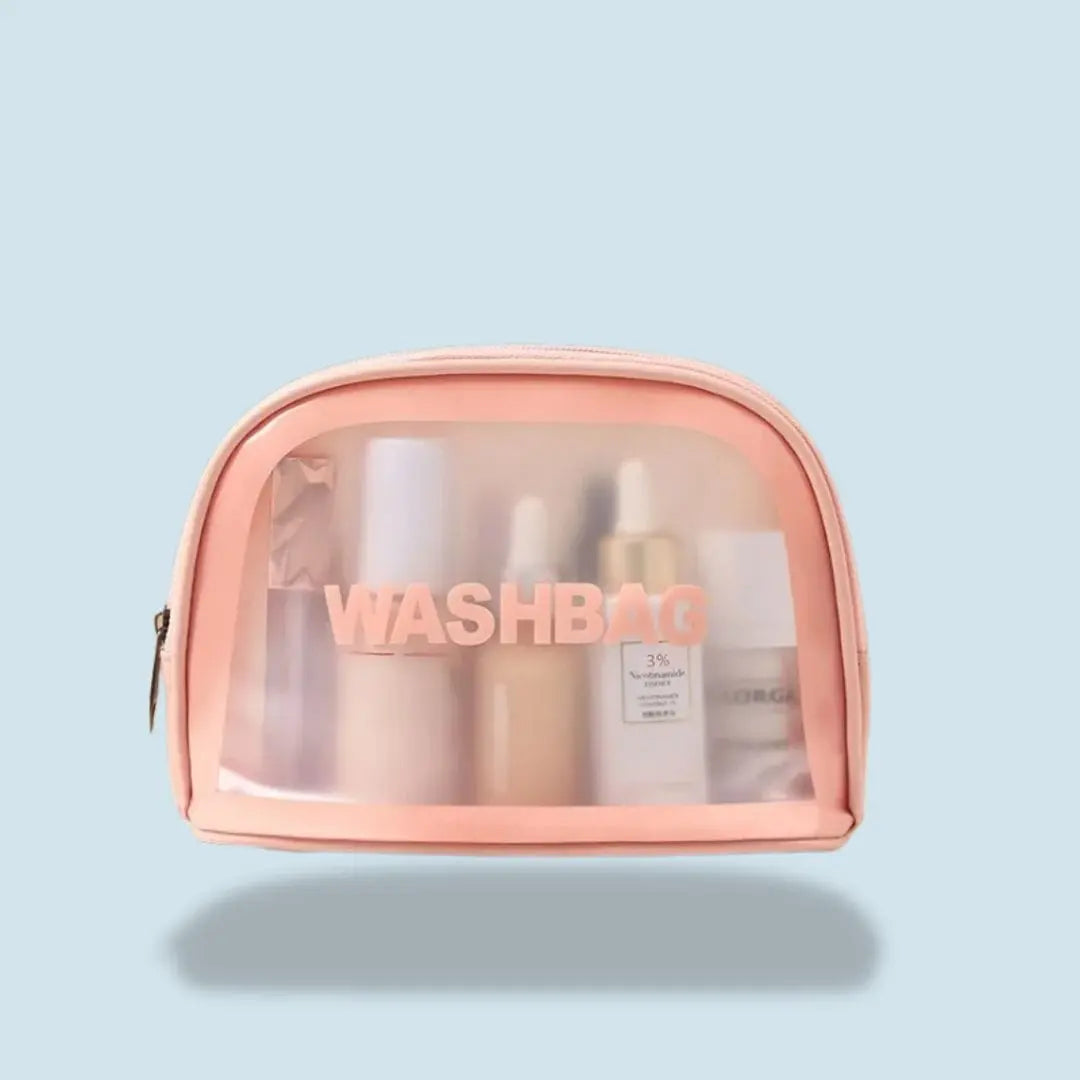 Trousse De Toilette Waterproof Transparente | Vanity Tailor Demi-cercle rose