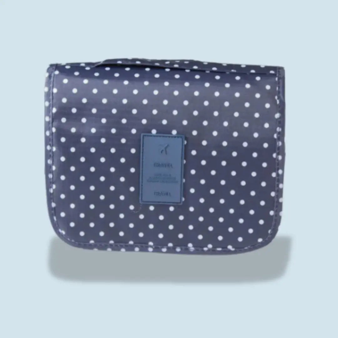 Trousse de Toilette Suspendue pour Femme | Vanity Tailor Bleu marine à pois