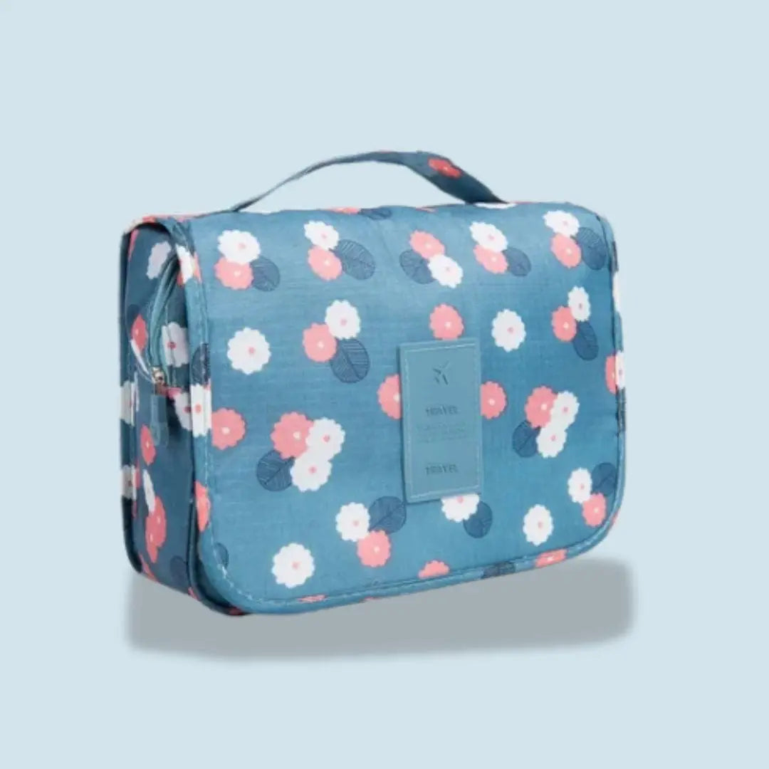 Trousse de Toilette Suspendue pour Femme | Vanity Tailor Fleurs bleu