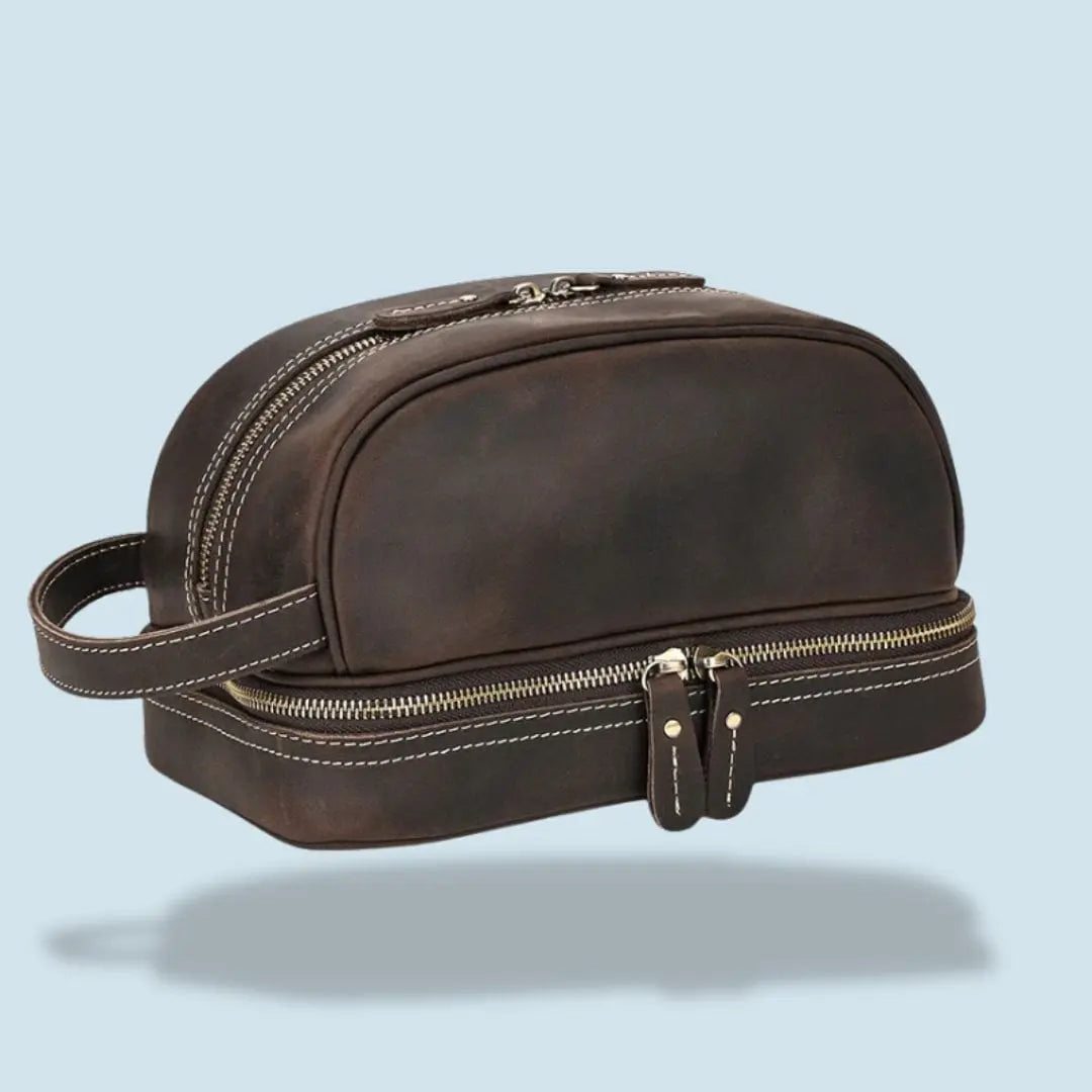 Trousse de Toilette en Cuir Homme Luxe | Vanity Tailor Marron foncé (L)