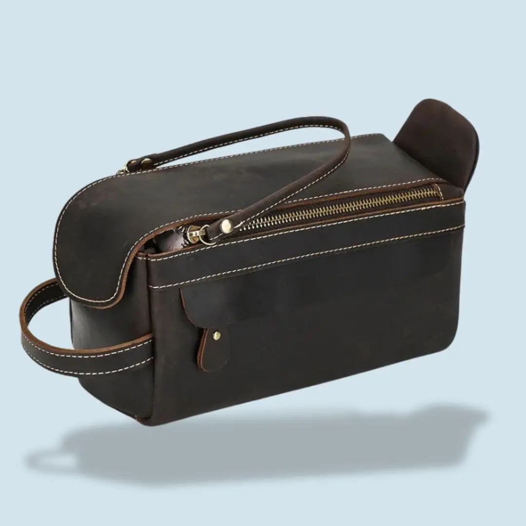 Trousse de Toilette en Cuir Homme Luxe | Vanity Tailor Marron foncé (M)